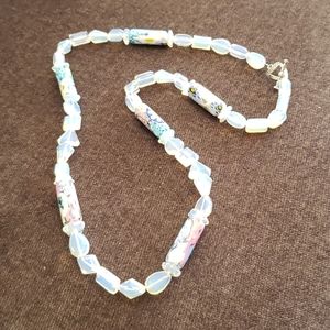Opalescent Bead and Italian Glass Necklace